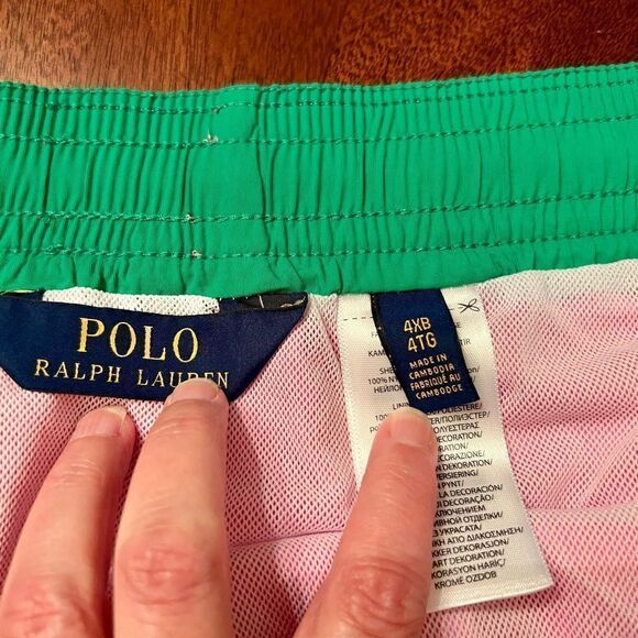 NWT Men's Polo Ralph Lauren Pink Swim Trunks w/ Green Polo Pony Size 4XB - Picture 4 of 4
